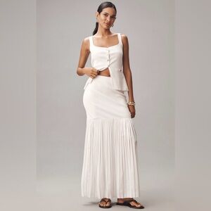 Blithe Knit Vest & Pleated Skirt In White